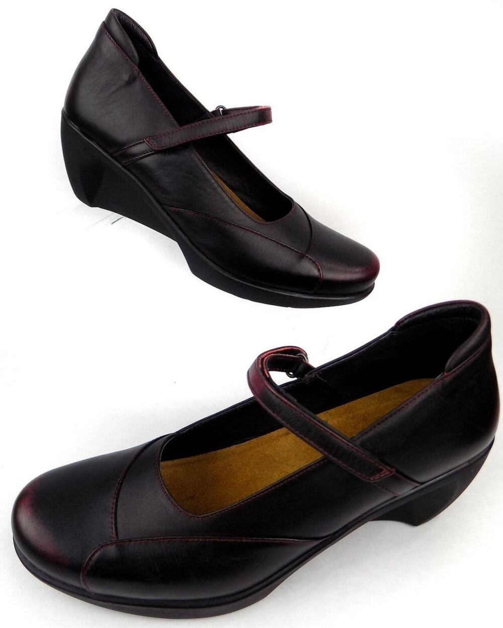 Naot Leather Closed Toe Wedge Closed Toe Shoes Size 38 Black